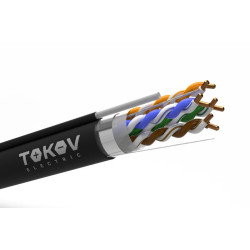 Кабель витая пара F/UTP 4х2х24AWG(0.52мм) + трос 1.2мм кат.5E PE outdoor Fluke tested 305м (м) PRO TOKOV ELECTRIC TKP-C05-F42-5E-RU-ODC
