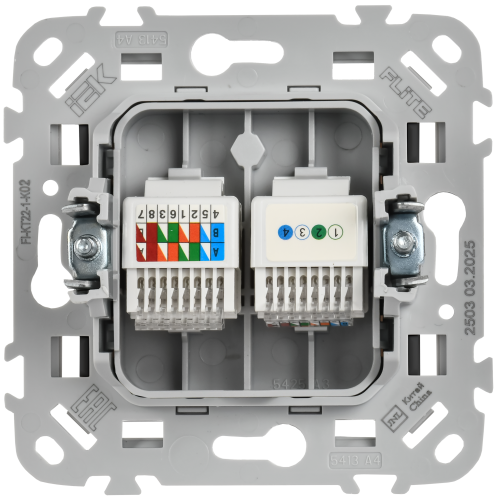 FLITE Розетка 2-местная RJ45/RJ11 категория 5Е/3 UTP РКТ5е/3-2-0-ФлЧ черный IEK