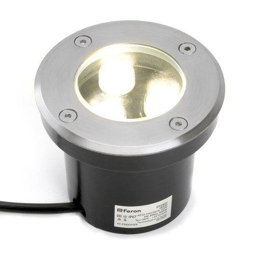 Светодиодный светильник тротуарный (грунтовый) Feron SP2801, 3W, AC/DC12-24V, низковольтный, 4000К, черный,100*H80mm, вн.диаметр: 70mm, IP67 Светодиодный светильник тротуарный (грунтовый) Feron SP2801, 3W, AC/DC12-24V, низковольтный, 4000К, черный,100*H80mm, вн.диаметр: 70mm, IP67