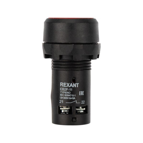 Кнопка EB22 возвратная красн. NO+NC 230 В Rexant 36-5530 Кнопка EB22 возвратная красн. NO+NC 230 В Rexant 36-5530