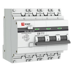 АВДТ АД-32 3P+N (S) 50А х-ка C 100мА тип AC эл. 4,5кА PROXIMA EKF