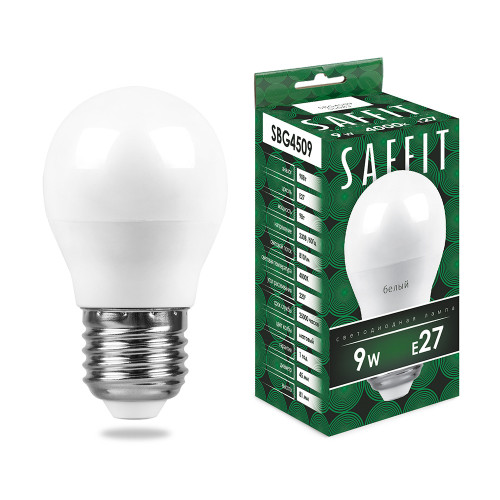 Лампа светодиодная SAFFIT SBG4509 Шарик E27 9W 230V 4000K