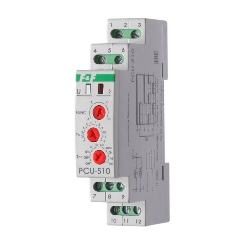 Реле времени PCU-510 2х8А 230В 2 перекл. IP20 многофункц. монтаж на DIN-рейке F&F EA02.001.009 Реле времени PCU-510 2х8А 230В 2 перекл. IP20 многофункц. монтаж на DIN-рейке F&F EA02.001.009