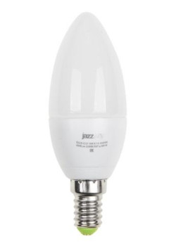 Лампа светодиодная PLED-ECO 5Вт C37 свеча 3000К тепл. бел. E14 400лм 220-240В JazzWay 1036834A