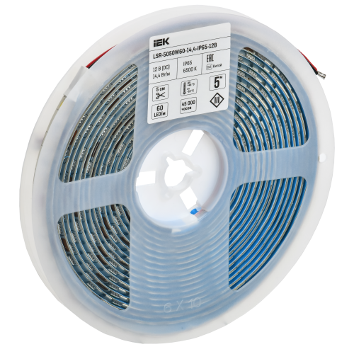 Лента светодиодная 5м LSR-5050W60-14,4-IP65-12В IEK Лента светодиодная 5м LSR-5050W60-14,4-IP65-12В IEK
