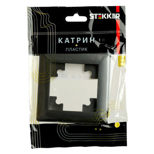 Рамка STEKKER, PFR00-7001-05 1-местная, пластик, серия Катрин, черный Рамка STEKKER, PFR00-7001-05 1-местная, пластик, серия Катрин, черный