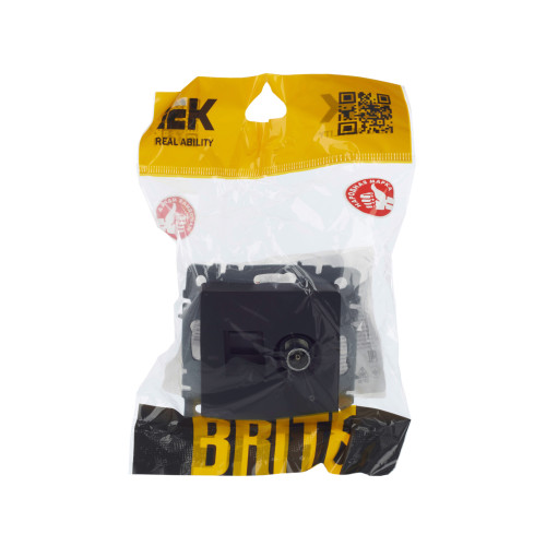 BRITE Розетка двойная TV+RJ45 кат.5E РТВ/РК12-БрГ графит IEK BRITE Розетка двойная TV+RJ45 кат.5E РТВ/РК12-БрГ графит IEK
