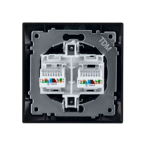 Розетка компьютерная двойная RJ45 графит Розетка компьютерная двойная RJ45 графит