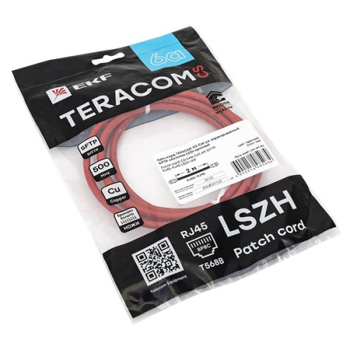 Патч-корд TERACOM CS Cat.6A экран. S/FTP LSZH красный (2,0м) Патч-корд TERACOM CS Cat.6A экран. S/FTP LSZH красный (2,0м)