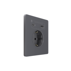 Systeme Infinity, Розетка С/У с ЗК и зар.устр.USB А+С 20Вт (250В, 16А, защ.шт.), Вулканический пепел