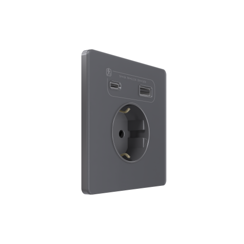 Systeme Infinity, Розетка С/У с ЗК и зар.устр.USB А+С 20Вт (250В, 16А, защ.шт.), Вулканический пепел