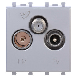 Розетка TV-FM-SAT модульная, Avanti, закаленная сталь, 2 модуля