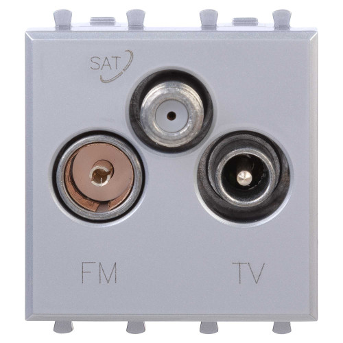 Розетка TV-FM-SAT модульная, Avanti, закаленная сталь, 2 модуля