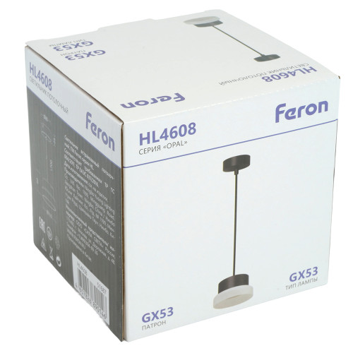 Светильник потолочный Feron Barrel HL4608 OPAL levitation 12W, 230V, GX53, черный, на подвесе 1,7 м Светильник потолочный Feron Barrel HL4608 OPAL levitation 12W, 230V, GX53, черный, на подвесе 1,7 м
