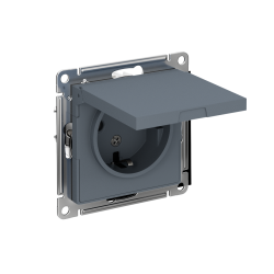 ATLASDESIGN РОЗЕТКА с заземлением со шторками с крышкой, 16А, IP20, механизм, ГРИФЕЛЬ