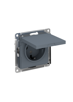 ATLASDESIGN РОЗЕТКА с заземлением со шторками с крышкой, 16А, IP20, механизм, ГРИФЕЛЬ