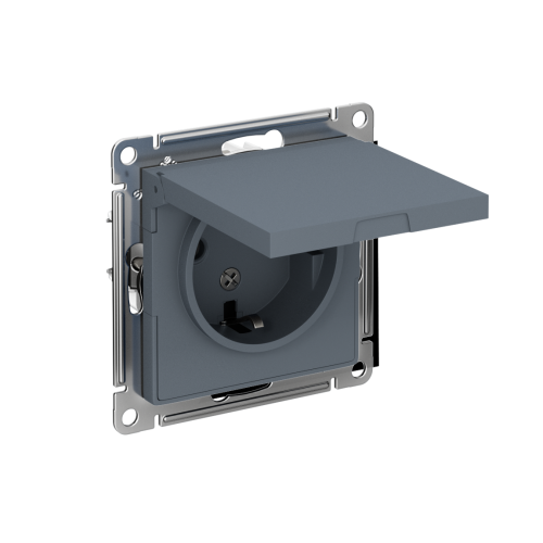 ATLASDESIGN РОЗЕТКА с заземлением со шторками с крышкой, 16А, IP20, механизм, ГРИФЕЛЬ