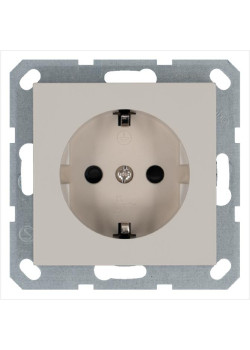 Розетка 1-м Shuko 16А IP20 с заземл. защ. шторки механизм тауп Jasmart G5501T