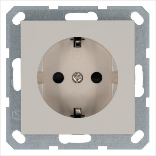 Розетка 1-м Shuko 16А IP20 с заземл. защ. шторки механизм тауп Jasmart G5501T
