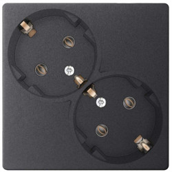 Розетка 2-м СП Simon 24 16А IP20 2х2P+E Schuko без защ. шторок механизм графит Simon 2450459-038