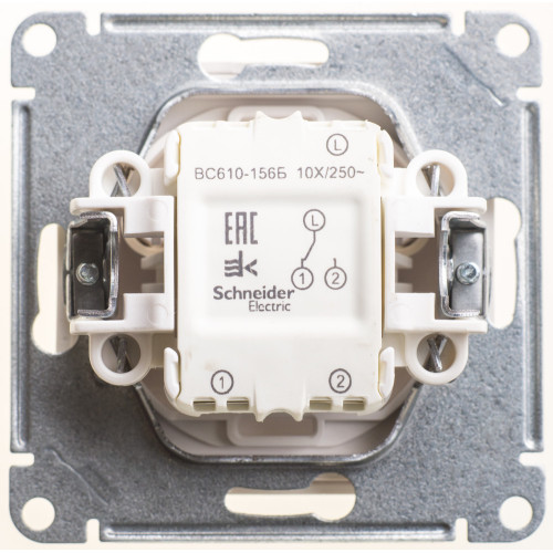 W59 AQUA 1-клавишный ПЕРЕКЛЮЧАТЕЛЬ, IP44, сх.6, 10АХ, механизм, БЕЛЫЙ