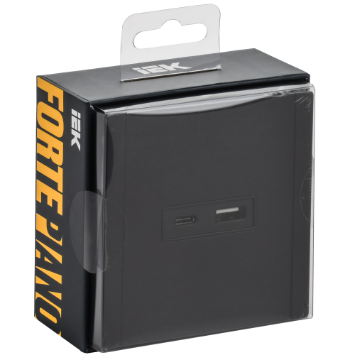 FORTE&PIANO Розетка USB A+C 18Вт FP151M металл черный IEK FORTE&PIANO Розетка USB A+C 18Вт FP151M металл черный IEK