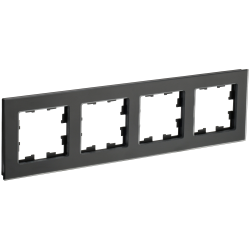 BRITE Рамка 4-местная РУ-4-2-Бр стекло черный матовый IEK