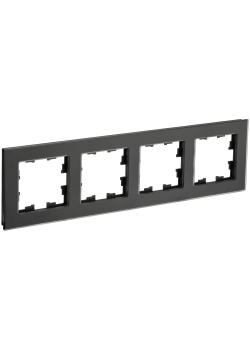 BRITE Рамка 4-местная РУ-4-2-Бр стекло черный матовый IEK