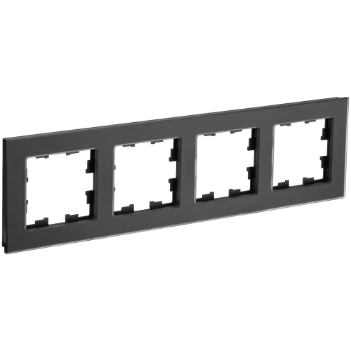 BRITE Рамка 4-местная РУ-4-2-Бр стекло черный матовый IEK