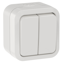 TORS Выключатель двухклавишный 10А IP55 TS305 белый IEK