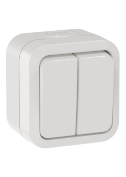 TORS Выключатель двухклавишный 10А IP55 TS305 белый IEK