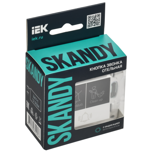 SKANDY Кнопка звонка с индикацией для отелей 10А SK-V17W арктический белый IEK