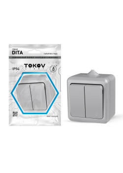 Выключатель 2-кл. ОП Dita IP54 10А 250В сер. TOKOV ELECTRIC TKL-DT-V2-C06-IP54
