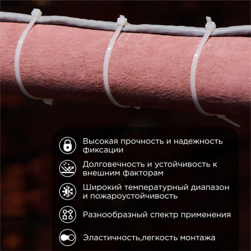 Хомут кабельный 4.8х400 нейл. бел. (уп.100шт) Rexant 07-0400 Хомут кабельный 4.8х400 нейл. бел. (уп.100шт) Rexant 07-0400