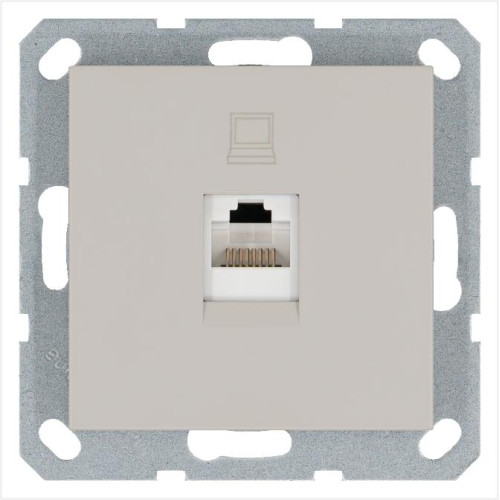 Розетка компьютерная 1-м RJ45 IP20 кат. 5E механизм тауп Jasmart G6105T
