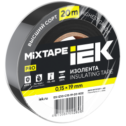 MIXTAPE PRO Изолента 0,15х19мм черная 20м IEK