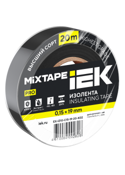 MIXTAPE PRO Изолента 0,15х19мм черная 20м IEK
