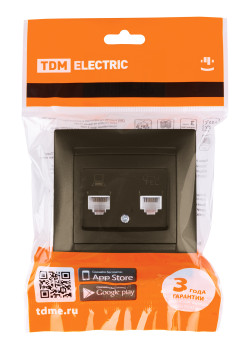 Розетка телефонная RJ11 + компьютерная RJ45 бронза 