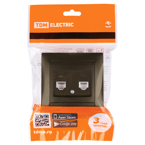 Розетка телефонная RJ11 + компьютерная RJ45 бронза Розетка телефонная RJ11 + компьютерная RJ45 бронза