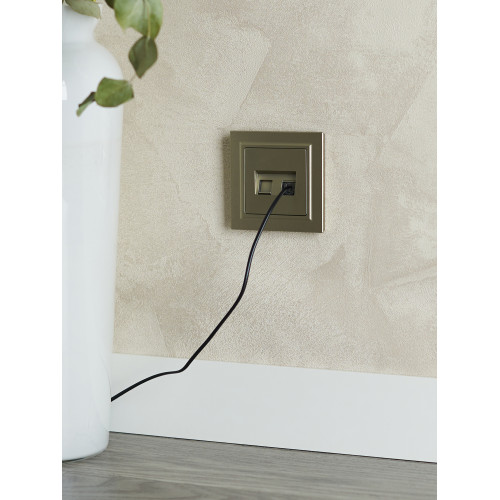 BRITE Розетка компьютерная двойная RJ45 кат.5E РК10-2-БрШ шампань IEK