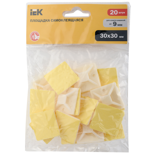 Площадка самоклеящаяся 30х30 белая под хомуты (20шт) IEK