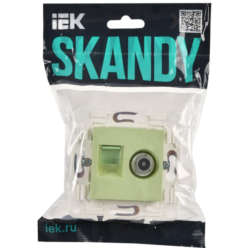 SKANDY Розетка двойная TV+RJ45 кат.6 SK-A15G мятный IEK SKANDY Розетка двойная TV+RJ45 кат.6 SK-A15G мятный IEK