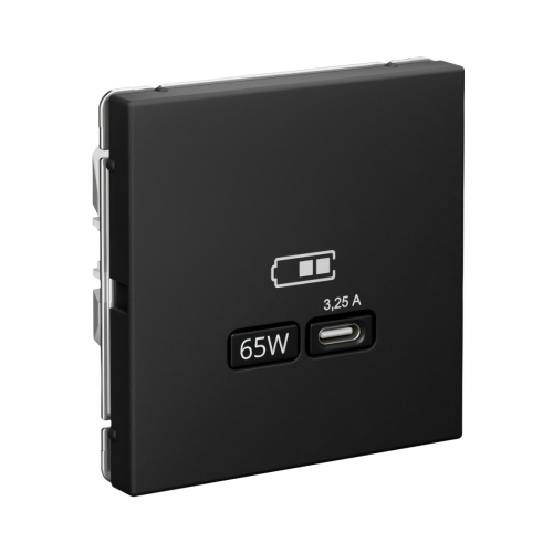ARTGALLERY USB РОЗЕТКА тип-С 65Вт высокоскор.заряд. QC, PD, механизм, КАРБОН