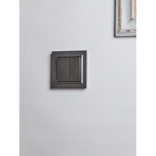 BRITE Выключатель 2-клавишный 10А в сборе ВСР10-2-0-БрС сталь IEK BRITE Выключатель 2-клавишный 10А в сборе ВСР10-2-0-БрС сталь IEK