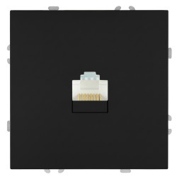 Розетка компьютерная 1-местная RJ-45 (механизм), STEKKER, серия Эмили, RST00-5117-05, черный уголь, soft touch