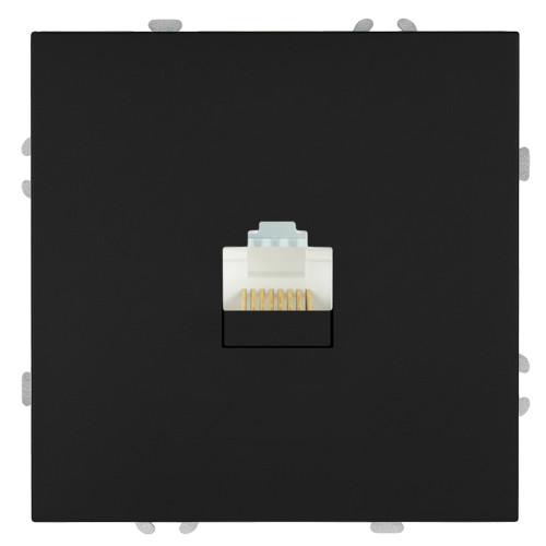 Розетка компьютерная 1-местная RJ-45 (механизм), STEKKER, серия Эмили, RST00-5117-05, черный уголь, soft touch