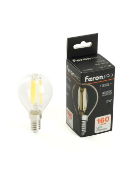 Лампа светодиодная Feron.PRO LB-1708 Шарик E14 1300LM 8W 175-265V 4000K