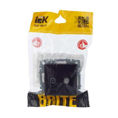 BRITE Розетка двойная TV+SAT РТВ/РСп12-БрЧ черный IEK BRITE Розетка двойная TV+SAT РТВ/РСп12-БрЧ черный IEK