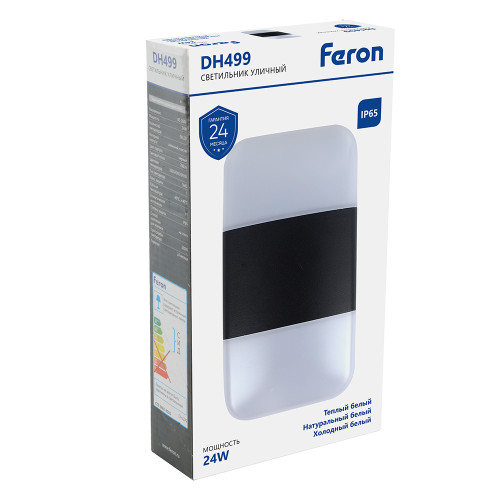 Светильник уличный светодиодный Feron DH499, 24W, 700Lm, 3000/4000/6400К, черный Светильник уличный светодиодный Feron DH499, 24W, 700Lm, 3000/4000/6400К, черный