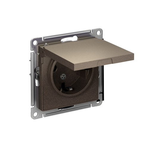 ATLASDESIGN РОЗЕТКА с заземлением со шторками с крышкой, 16А, IP20, механизм, МОККО